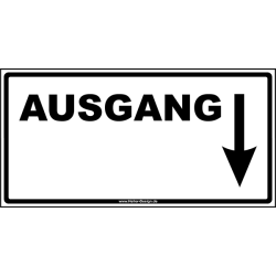 Hinweisschild Ausgang Pfeil nach unten 100 mm x 100 mm 1...