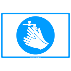 Hinweisschild Hände waschen 100 mm x 150 mm 2 mm Alu...