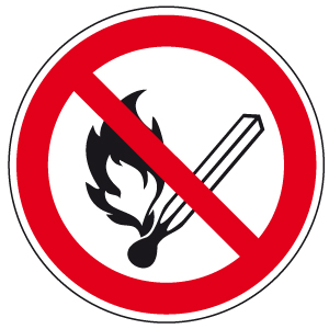 Verbotszeichen Feuer offenes Licht und Rauchen verboten
