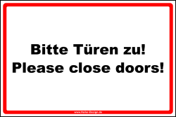 Information sign Please close doors 100 mm x 150 mm...