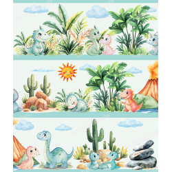 Wandbordüre Dinosaurier Kinderzimmer Babyzimmer Deko...