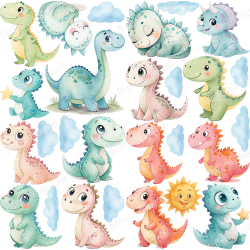 Wandtattoo Dinosaurier Kinderzimmer Babyzimmer Deko Dinos...