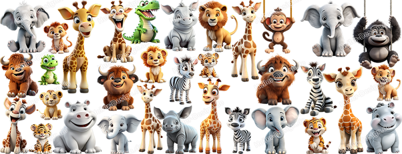Wandtattoo Dschungel Dschungeltiere Kinderzimmer Deko Safari Tiere Elefant Giraffe Löwe Affe 3
