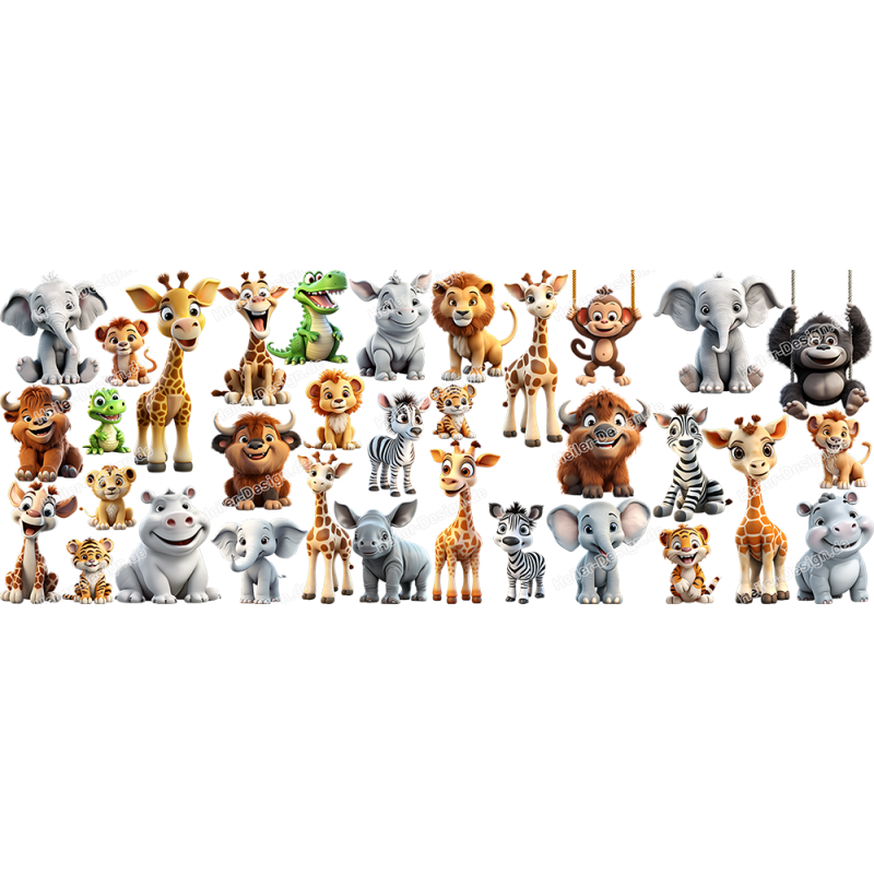 Jungle Wall Sticker Kids Room Decor Safari Animals Elephant Giraffe Lion Monkey 3