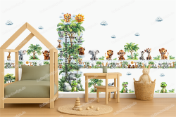 Wandtattoo Dschungel Dschungeltiere Kinderzimmer Deko Safari Tiere Elefant Giraffe Löwe Affe 3