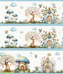 Wandborduere Feen Maerchenwald Elfen Pilzhaus Zauber...