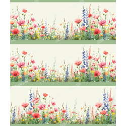 Kids Border Flowers Meadow Plants Watercolour Nature Summer Meadow Decor 1