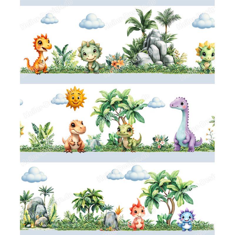Wandbordüre Dinosaurier Kinderzimmer Babyzimmer Deko Wandtattoo Bordüre Dinos Urzeit Tiere 1