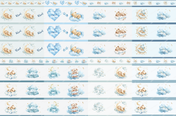 Wall Border Baby Teddy Bear Clouds Moon Stars Personalizable Nursery