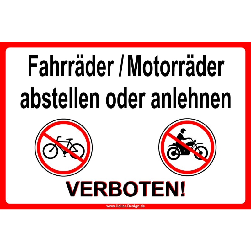 Sign Parking or Leaning Bicycles and Motorcycles Prohibited