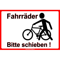 Hinweisschild Fahrräder bitte schieben