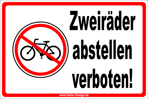 Verbotsschild Zweiräder abstellen verboten