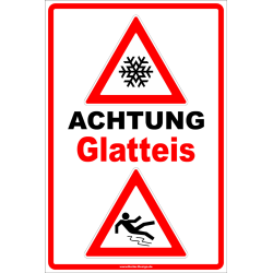 Warnschild Achtung Glatteis
