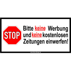 Verbotsschild Bitte keine Werbung und keine kostenlosen...