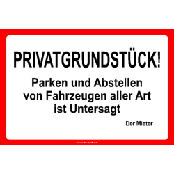 PRIVATGRUNDSTÜCK! Parken und Abstellen von...