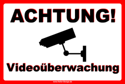 Warning sign Attention! Video surveillance! 150 mm x 200...
