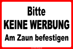 Please No Advertising – Attach to the Fence 300 mm...