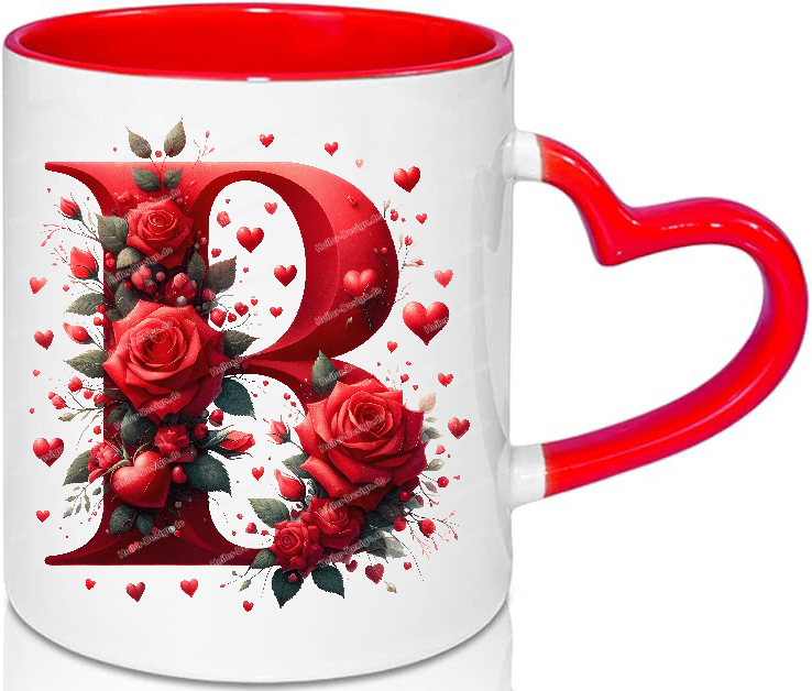Love Mug Alphabet Letter Mug Valentine’s Day Personalized Gift Idea B Yes with Text First Name Initials
