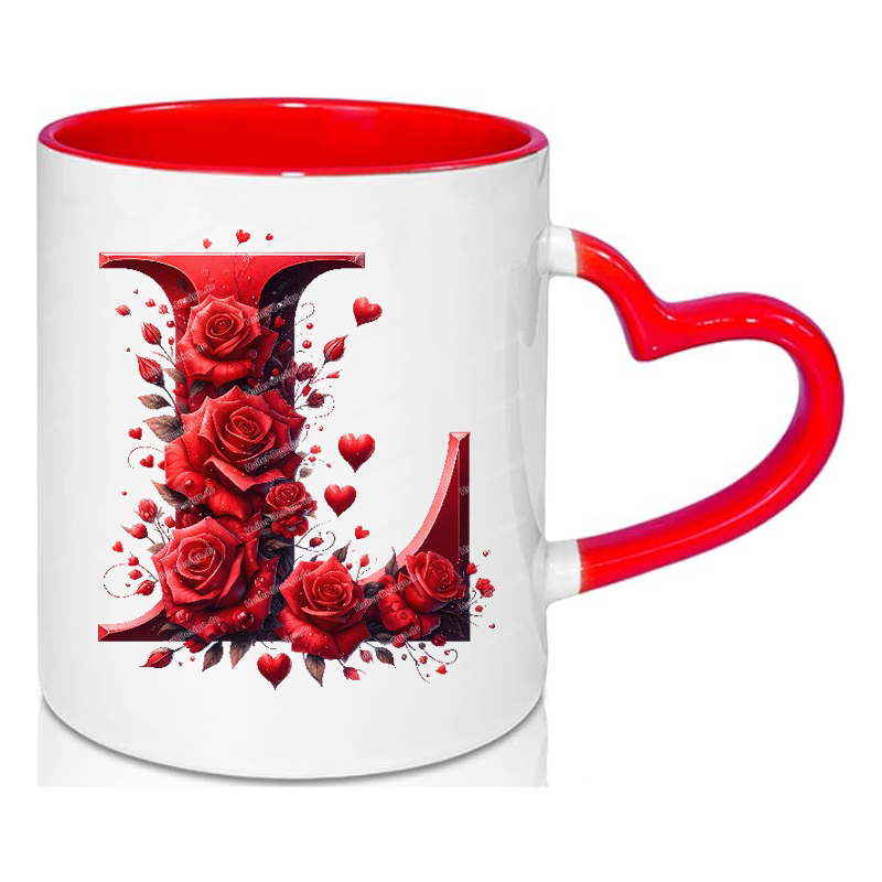 Love Mug Alphabet Letter Mug Valentine’s Day Personalized Gift Idea L Yes with Text First Name Initials