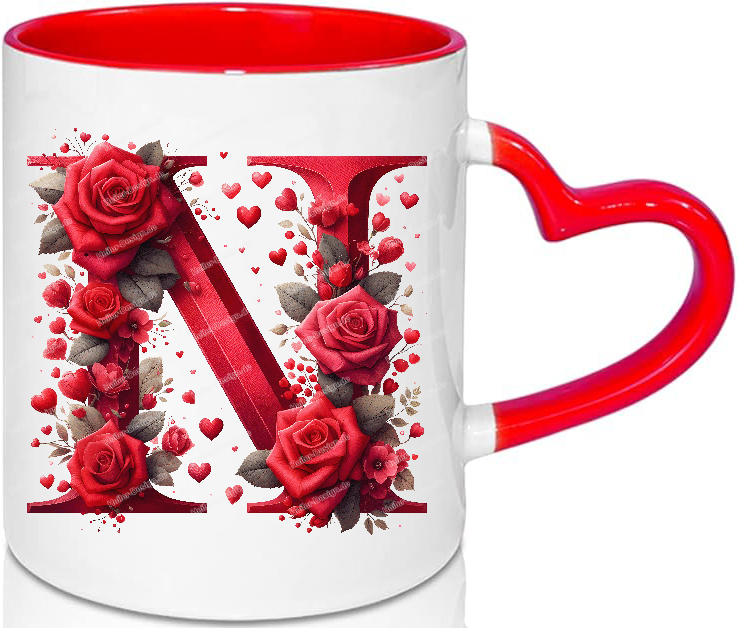 Love Mug Alphabet Letter Mug Valentine’s Day Personalized Gift Idea N Yes with Text First Name Initials