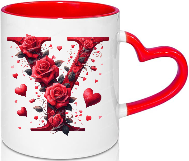 Liebestasse A-Z Buchstabentasse Valentinstag Personalisiert Geschenkidee Y Ja mit Text Vorname/Initialien