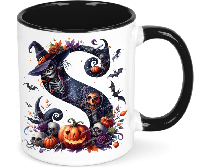 Halloweentasse A-Z Buchstabentasse Gruselig Personalisiert Geschenkidee S Ja mit Text Vorname/Initialien