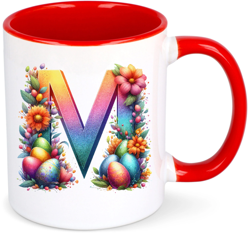 Easter Mug Alphabet Letters A to Z Coffee Mug Gift Idea M Yes with Text First Name Initials
