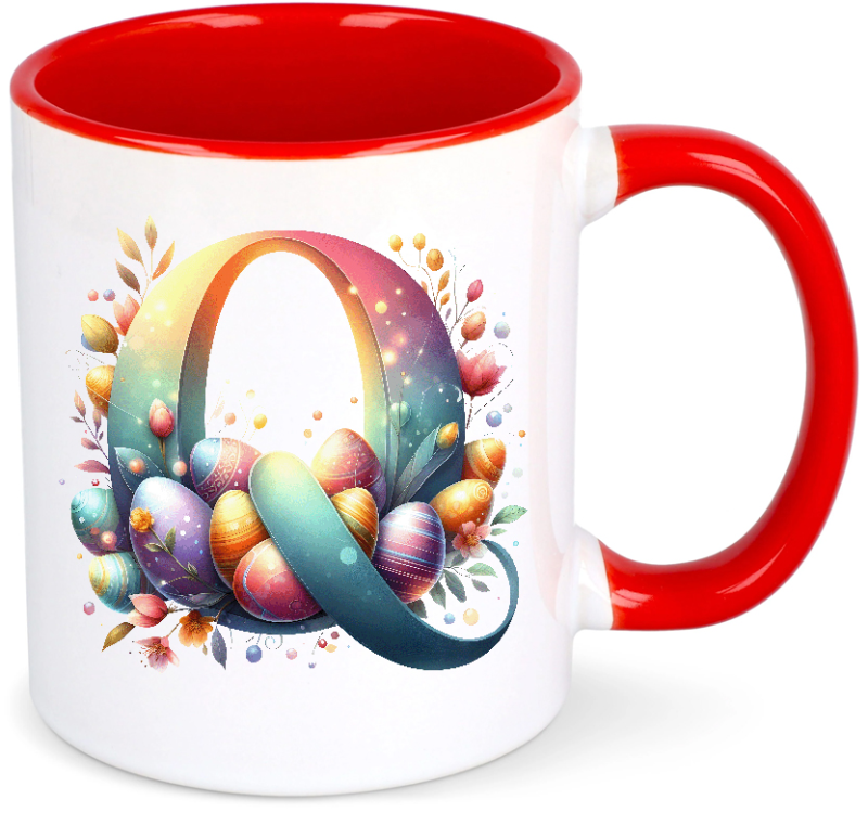 Easter Mug Alphabet Letters A to Z Coffee Mug Gift Idea Q Yes with Text First Name Initials