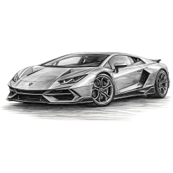 Lamborghini Oldtimer Bleistift Zeichnung Kunstdruck auf...