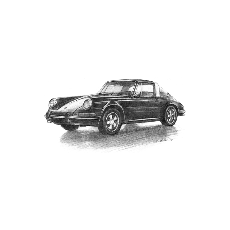 Bleistift Zeichnung Porsche 911 Kunstdruck Leinwand Design - 1 siehe Bild 20 x 30 cm Leinwand auf Keilrahmen