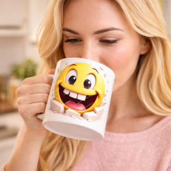 Funny Smiley Mug 3D Breakthrough Cartoon Good Mood Coffee...