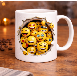 Funny Emoji Mug 3D Cartoon Smiley Good Mood Cup customizable
