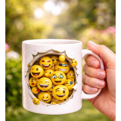 Funny Emoji Mug 3D Cartoon Smiley Good Mood Cup customizable