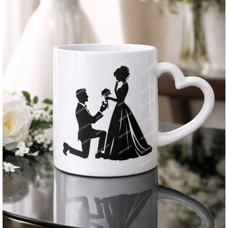 Tasse Kaffeebecher Heiraten Hochzeit Wedding Will you marry me Heiratsantrag Romantische Tasse mit Herzhenkel 2