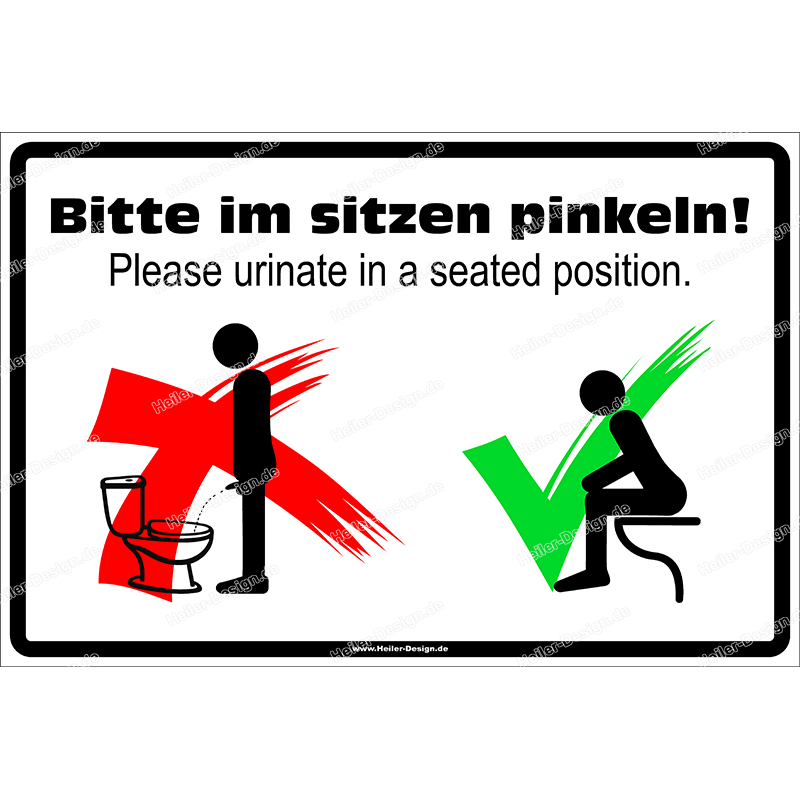 Notice Sign Please Urinate in a Seated Position WC Hygiene Instruction
