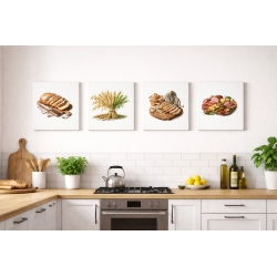 Mediterrane Küche Küchenmotive Kräuter & Gemüse Aquarellpapier oder Canvas Panel Leinwand