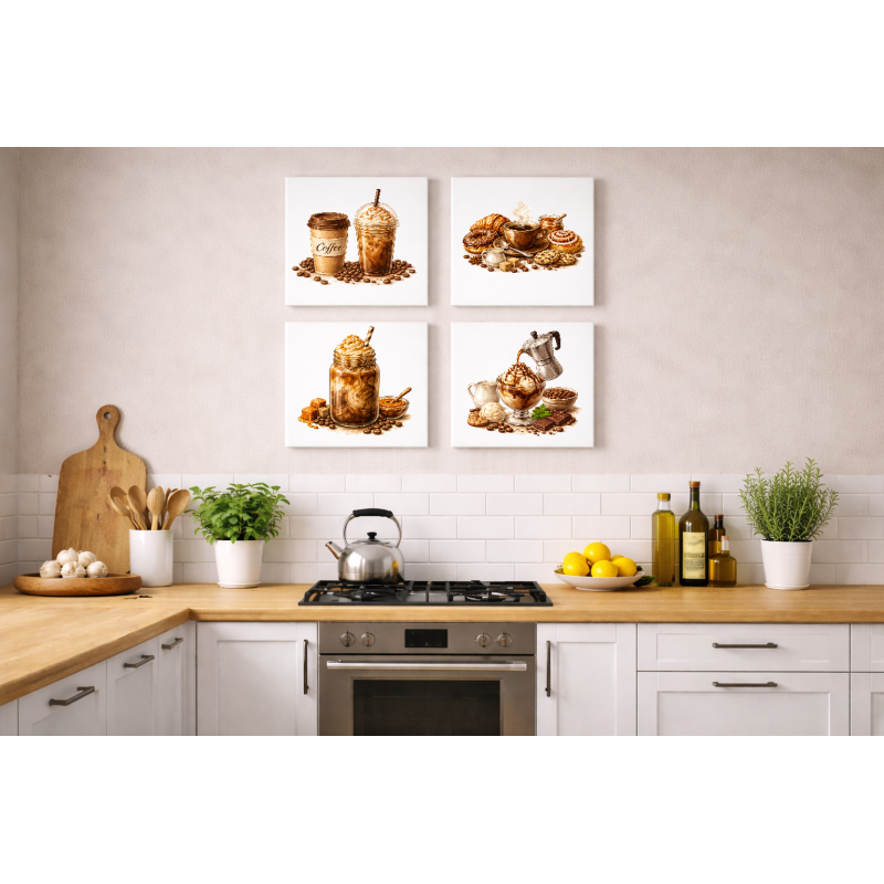 Kaffee Tasse Motiv für Küche & Essbereich Aquarellpapier oder Canvas Panel Leinwand