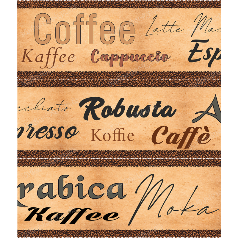 Kitchen Wall Border Coffee Lettering Coffee Beans Cafe Style Warm Kitchen Decor