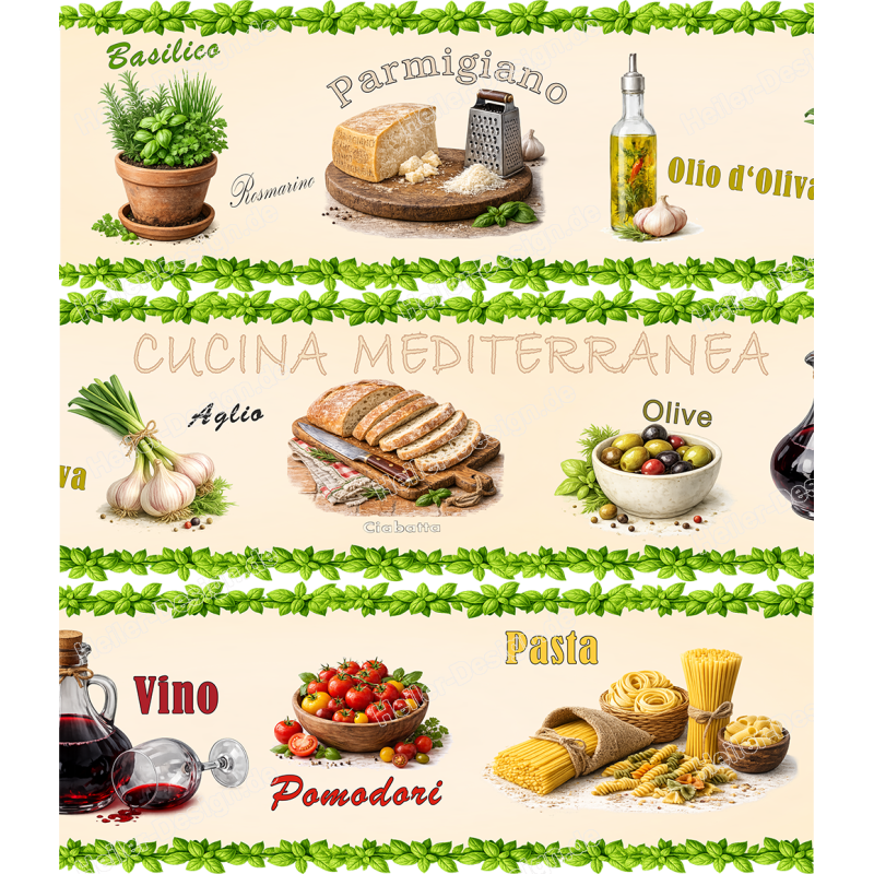 Kitchen Wall Border Mediterranean Kitchen Italian Herbs Pasta Olives Decor