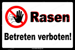 Verbotsschild Stop Rasen betreten verboten