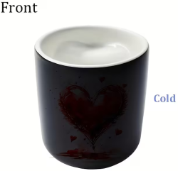 Heart-shaped magical color-changing ceramic mug/coffee cup with large heart design