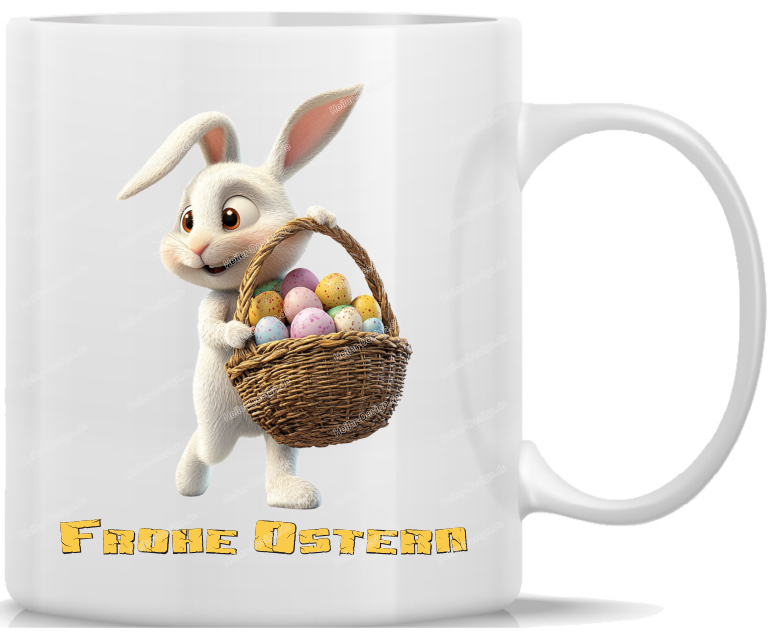 Mug Coffee Cup Happy Easter Cute Easter Bunny with Egg Basket Personalized