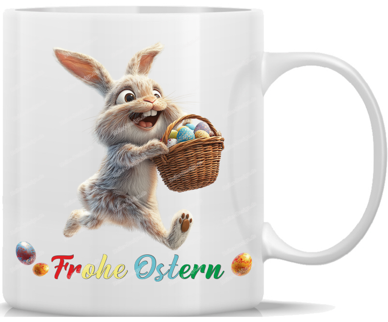Mug Coffee Cup Happy Easter Funny Easter Bunny with Egg Basket Gift Personalized