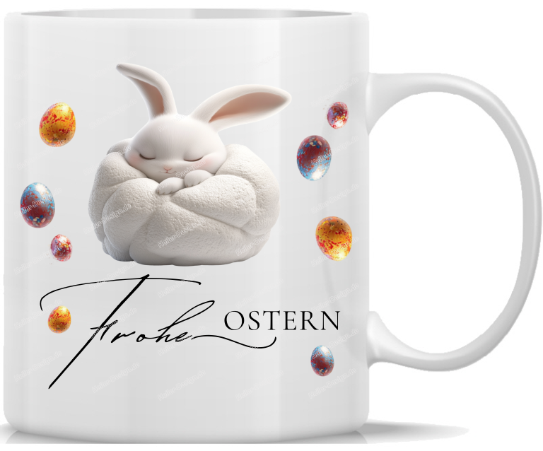 Mug Coffee Cup Happy Easter Sleeping Easter Bunny with Easter Eggs Personalized