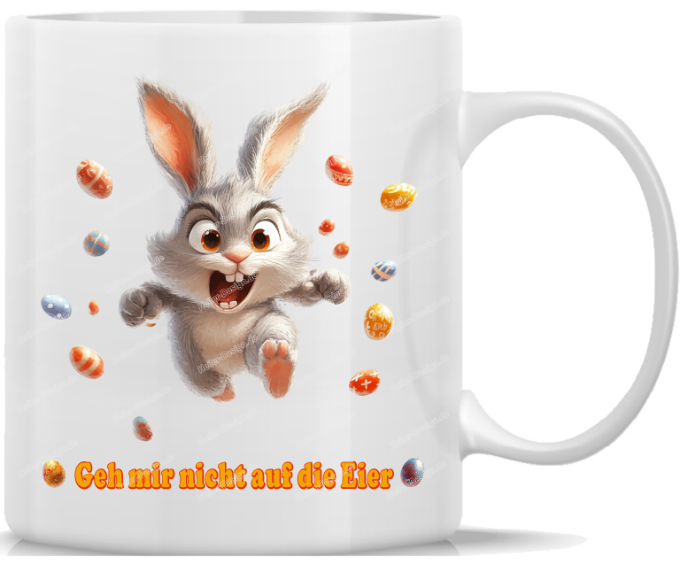 Tasse Kaffeebecher Geh mir nicht auf die Eier lustiger Osterhase personalisierbar