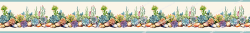 Wall Border Succulents on Stones Watercolor Floral Vine...