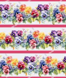 Wall Border Pansies Watercolor Floral Vine Colorful...
