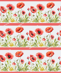 Wall Border Poppies Watercolor Red Floral Vine Country...