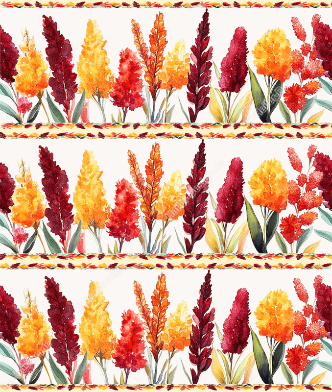 Wandborduere Herbstblaetter Aquarell rot orange Pflanzenranke modern warm