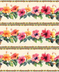 Wandborduere Hibiskus Aquarell tropische Blumenranke Sommer Deko modern